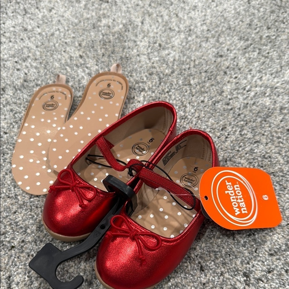 Wonder Nation Red Dress Shoes with Glossy Finish and Mary Jane Strap